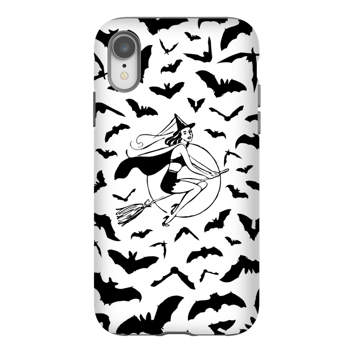 iPhone Xr StrongFit Witch and flying bats vintage illustration by Oana 