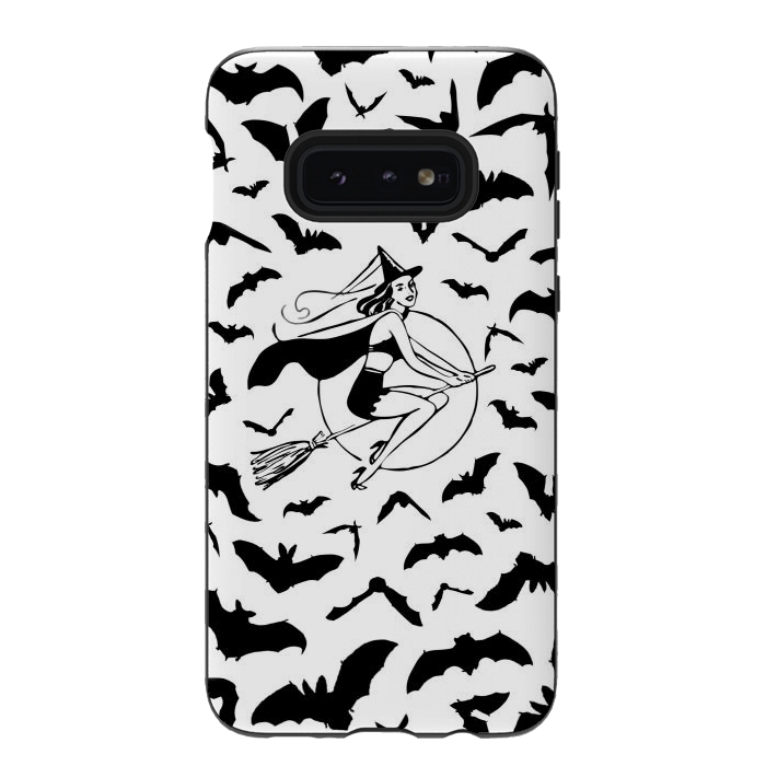 Galaxy S10e StrongFit Witch and flying bats vintage illustration by Oana 