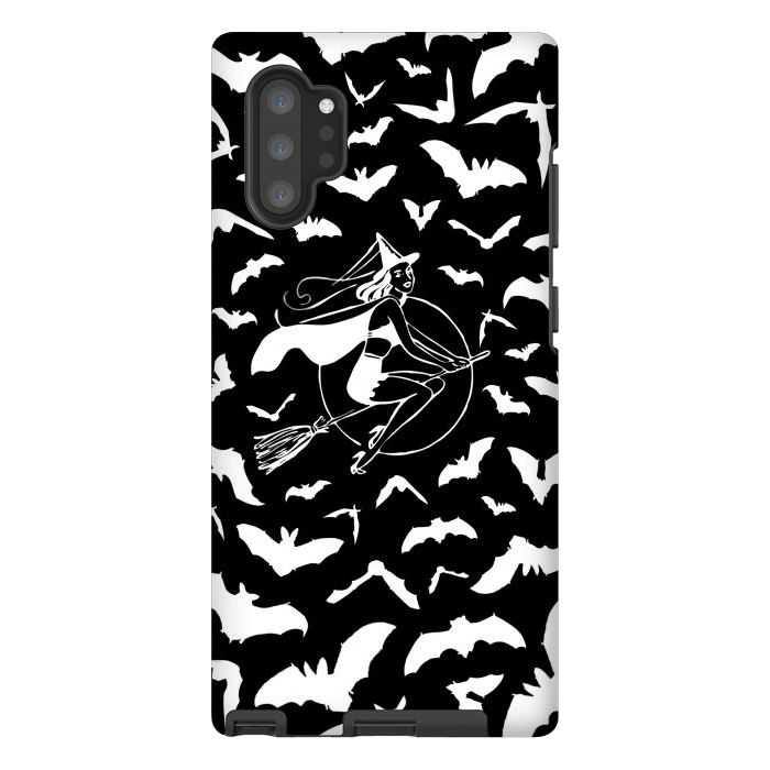 Galaxy Note 10 plus StrongFit Pin-up witch and flying bats pattern by Oana 