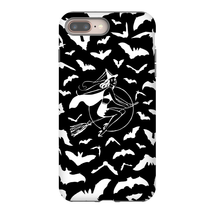 iPhone 7 plus StrongFit Pin-up witch and flying bats pattern by Oana 