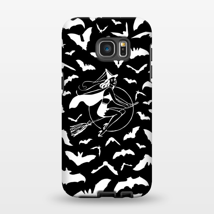 Galaxy S7 EDGE StrongFit Pin-up witch and flying bats pattern by Oana 
