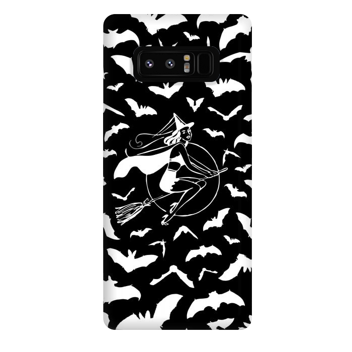 Galaxy Note 8 StrongFit Pin-up witch and flying bats pattern by Oana 