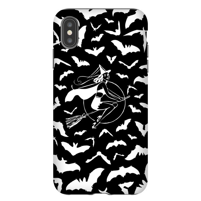 iPhone Xs Max StrongFit Pin-up witch and flying bats pattern by Oana 