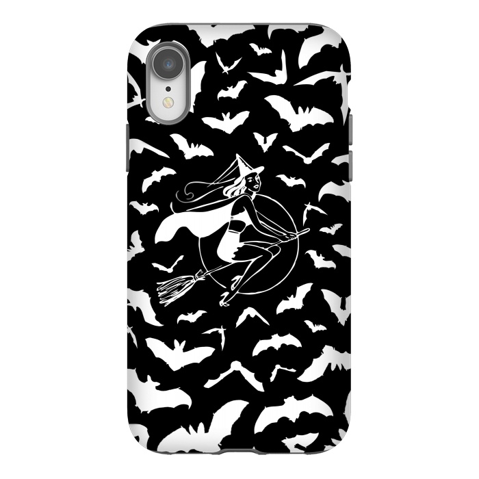 iPhone Xr StrongFit Pin-up witch and flying bats pattern by Oana 