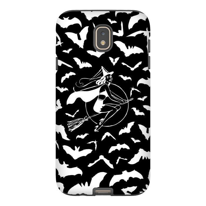 Galaxy J7 StrongFit Pin-up witch and flying bats pattern by Oana 