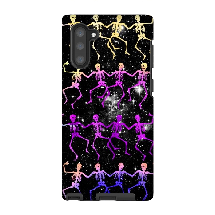 Galaxy Note 10 StrongFit Neon gradient dancing skeletons Halloween by Oana 