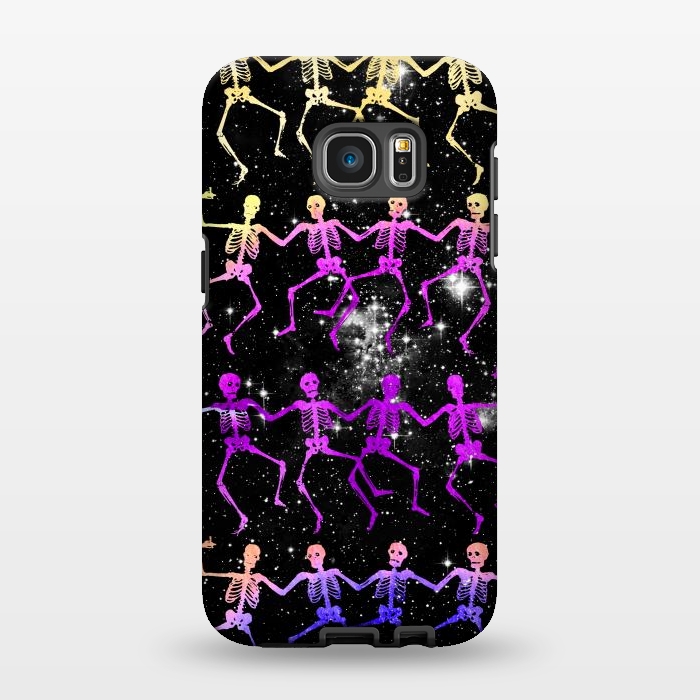 Galaxy S7 EDGE StrongFit Neon gradient dancing skeletons Halloween by Oana 