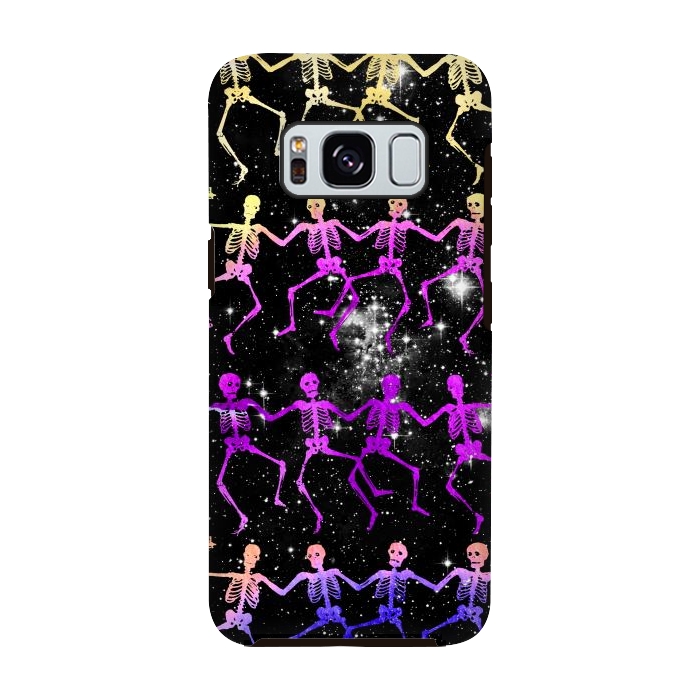 Galaxy S8 StrongFit Neon gradient dancing skeletons Halloween by Oana 