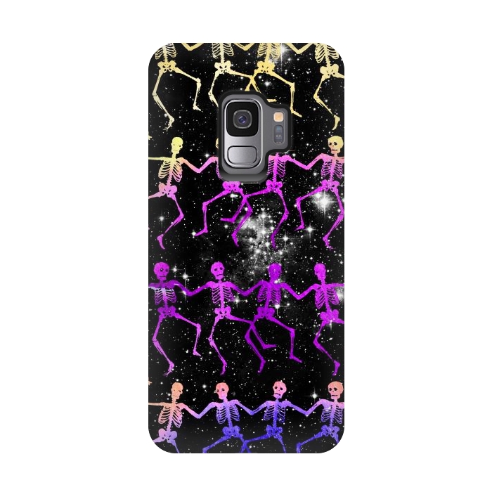 Galaxy S9 StrongFit Neon gradient dancing skeletons Halloween by Oana 
