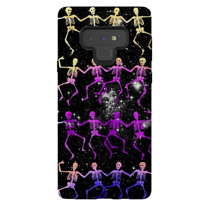 Galaxy Note 9 StrongFit Neon gradient dancing skeletons Halloween by Oana 