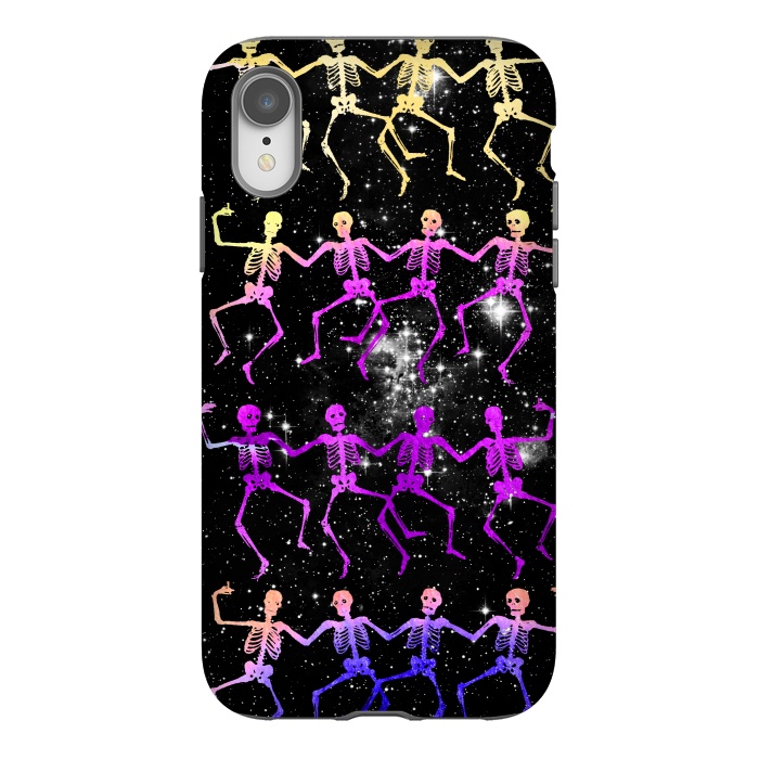iPhone Xr StrongFit Neon gradient dancing skeletons Halloween by Oana 