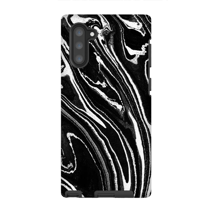 Galaxy Note 10 StrongFit Dark minimal marble stripes art by Oana 