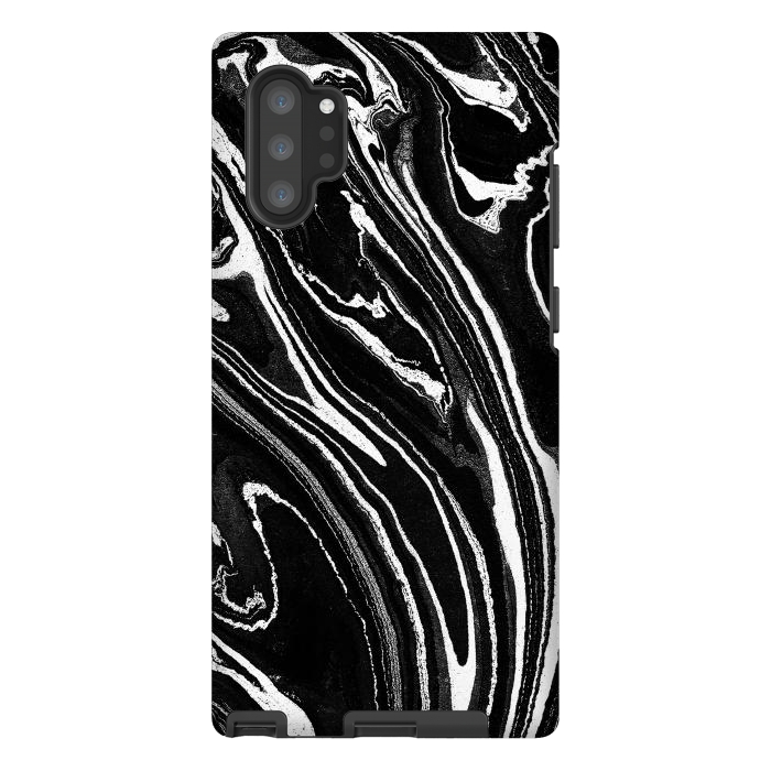 Galaxy Note 10 plus StrongFit Dark minimal marble stripes art by Oana 