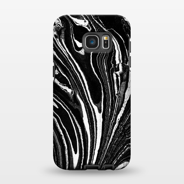 Galaxy S7 EDGE StrongFit Dark minimal marble stripes art by Oana 