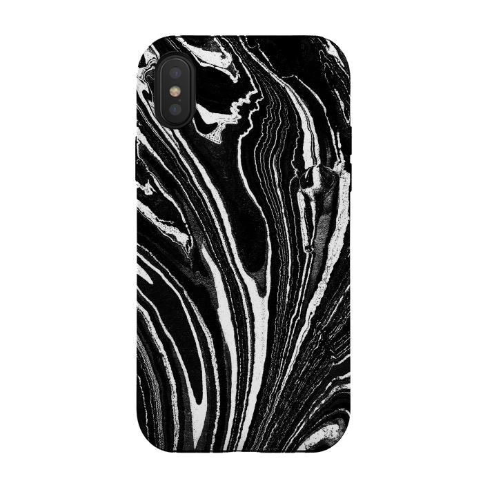 iPhone Xs / X StrongFit Dark minimal marble stripes art by Oana 