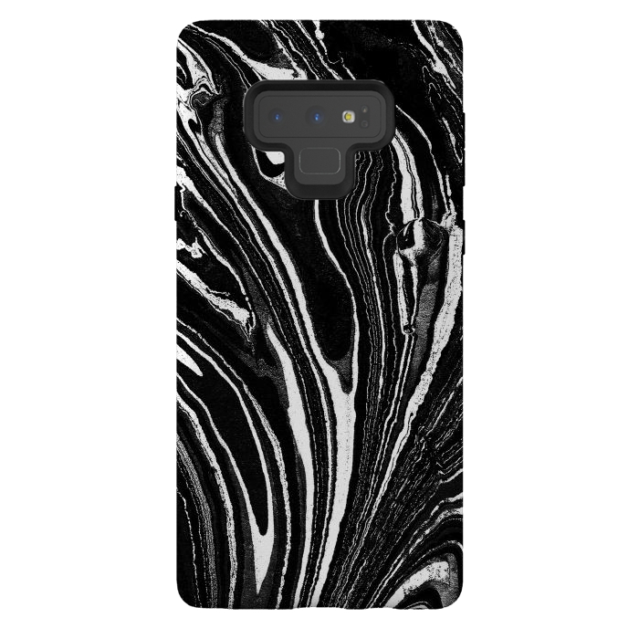 Galaxy Note 9 StrongFit Dark minimal marble stripes art by Oana 