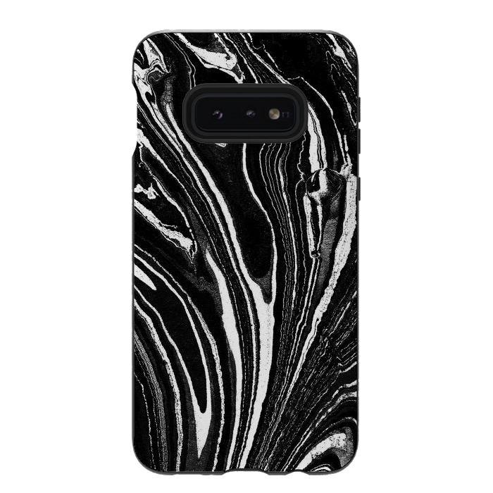 Galaxy S10e StrongFit Dark minimal marble stripes art by Oana 