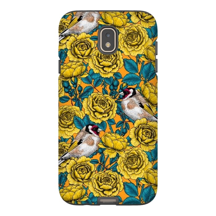 Galaxy J7 StrongFit Rose flowers and goldfinch birds by Katerina Kirilova