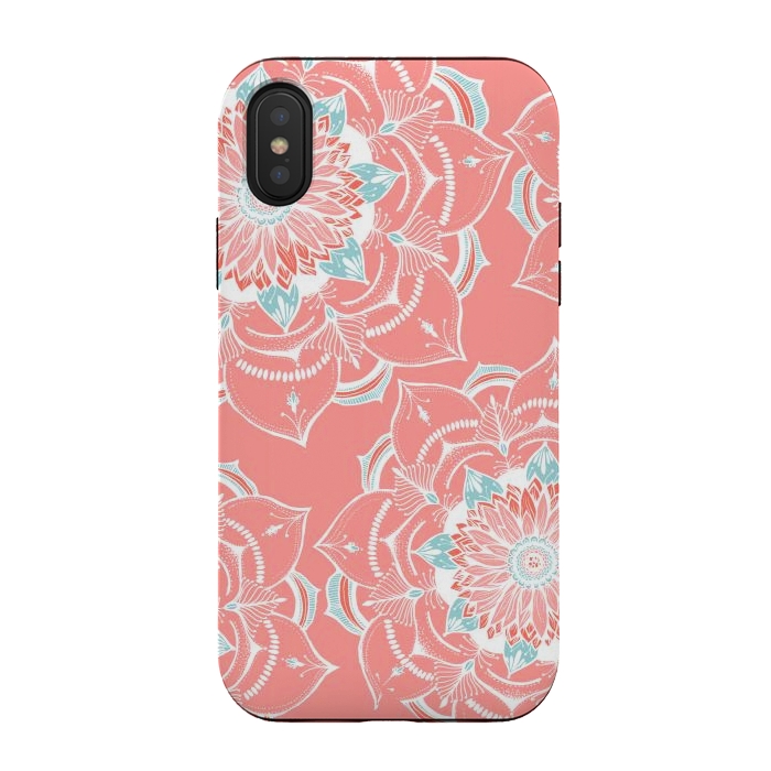 iPhone Xs / X StrongFit Coral mandala by Rose Halsey