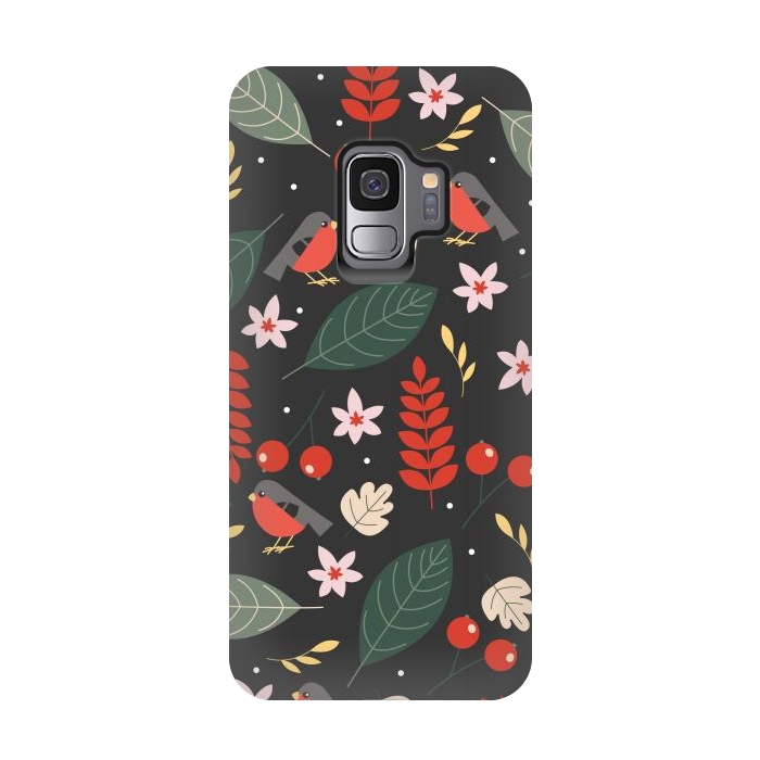 Galaxy S9 StrongFit Cute Bullfinches in Christmas by ArtsCase