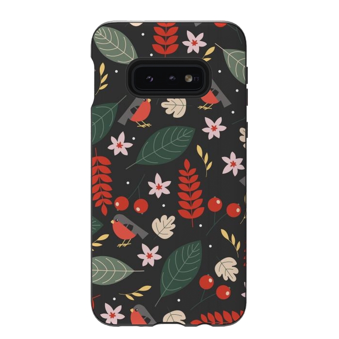 Galaxy S10e StrongFit Cute Bullfinches in Christmas by ArtsCase