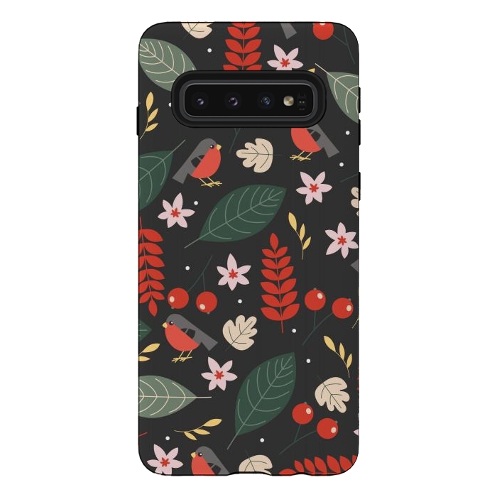 Galaxy S10 StrongFit Cute Bullfinches in Christmas by ArtsCase