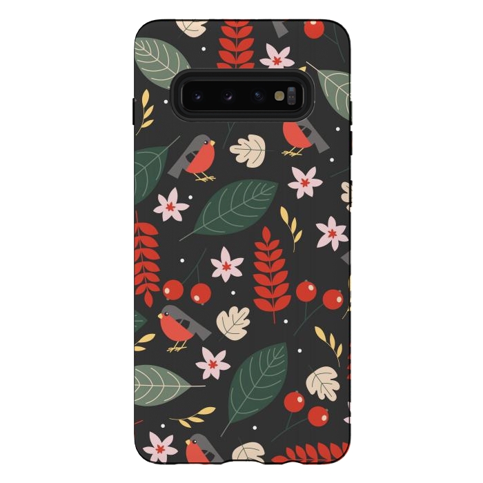 Galaxy S10 plus StrongFit Cute Bullfinches in Christmas by ArtsCase