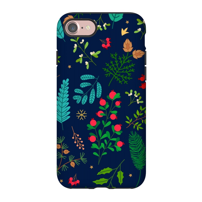 iPhone 7 StrongFit Holiday Christmas with Branches Mistletoe and Berries by ArtsCase