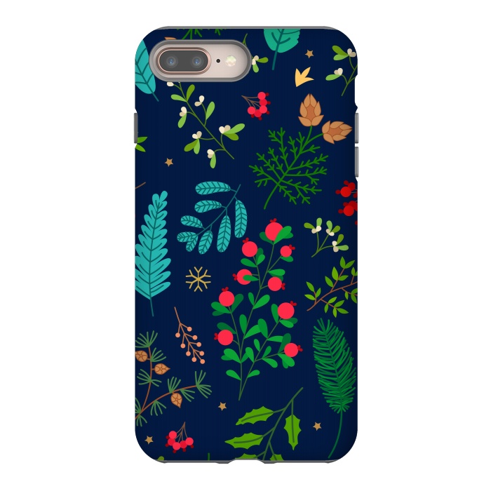 iPhone 7 plus StrongFit Holiday Christmas with Branches Mistletoe and Berries by ArtsCase