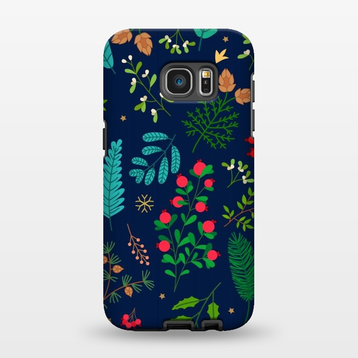 Galaxy S7 EDGE StrongFit Holiday Christmas with Branches Mistletoe and Berries by ArtsCase