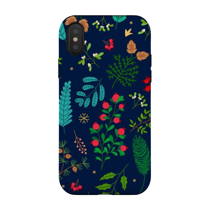 iPhone Xs / X StrongFit Holiday Christmas with Branches Mistletoe and Berries by ArtsCase