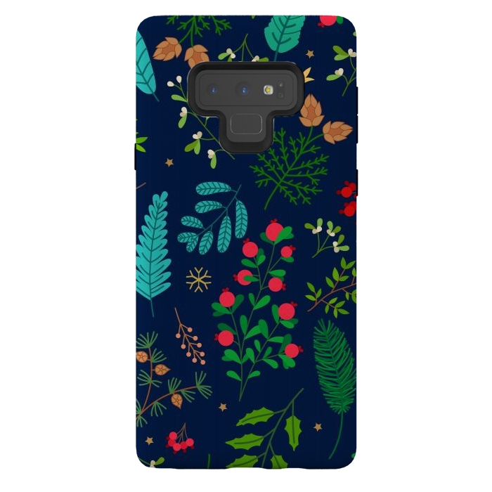 Galaxy Note 9 StrongFit Holiday Christmas with Branches Mistletoe and Berries by ArtsCase