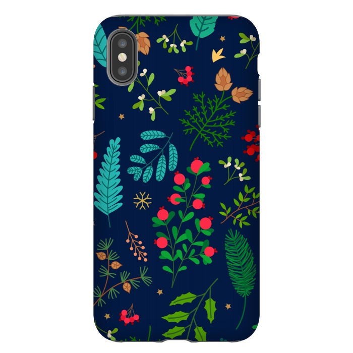 iPhone Xs Max StrongFit Holiday Christmas with Branches Mistletoe and Berries by ArtsCase