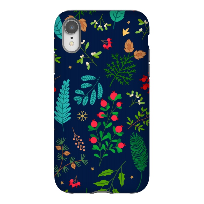 iPhone Xr StrongFit Holiday Christmas with Branches Mistletoe and Berries by ArtsCase