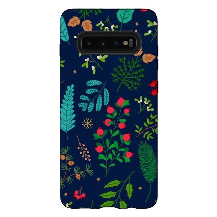 Galaxy S10 plus StrongFit Holiday Christmas with Branches Mistletoe and Berries by ArtsCase