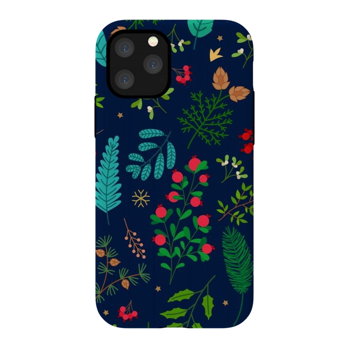 iPhone 11 Pro StrongFit Holiday Christmas with Branches Mistletoe and Berries by ArtsCase