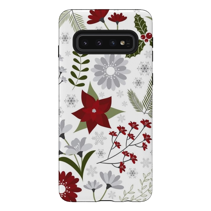Galaxy S10 StrongFit Set of Flowers in Christmas and New Year by ArtsCase