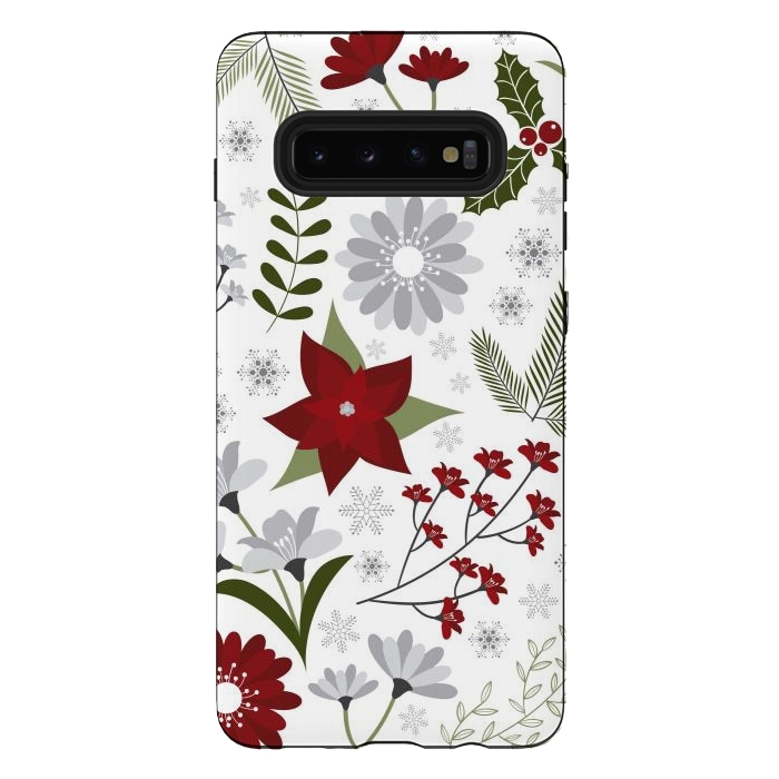 Galaxy S10 plus StrongFit Set of Flowers in Christmas and New Year by ArtsCase