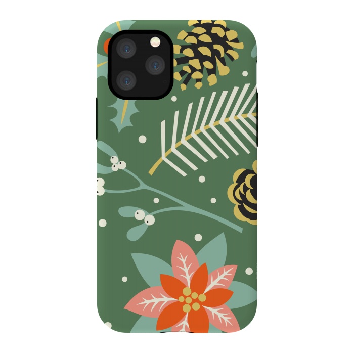 iPhone 11 Pro Max StrongFit Tradicional Pattern in Christmas Mistletoe by ArtsCase