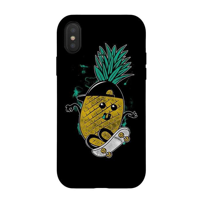 iPhone Xs / X StrongFit Pineapple Skateboarding by Afif Quilimo