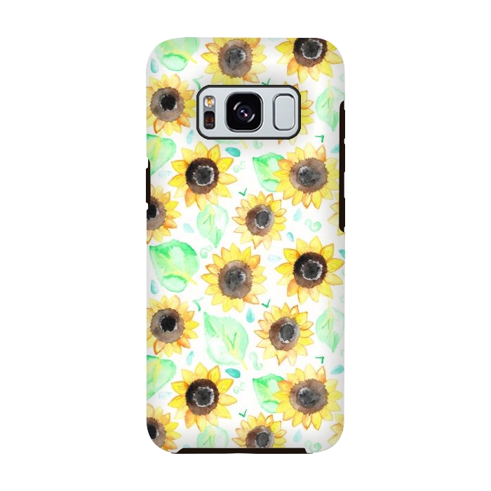 Galaxy S8 StrongFit Cheerful Watercolor Sunflowers by Tangerine-Tane