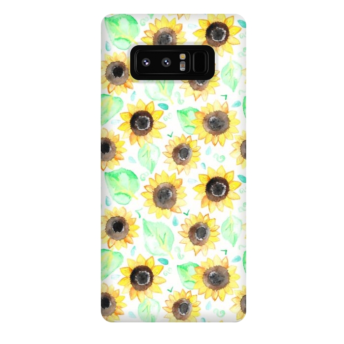 Galaxy Note 8 StrongFit Cheerful Watercolor Sunflowers by Tangerine-Tane
