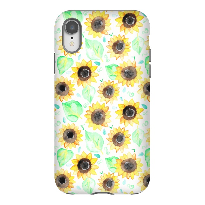 iPhone Xr StrongFit Cheerful Watercolor Sunflowers by Tangerine-Tane