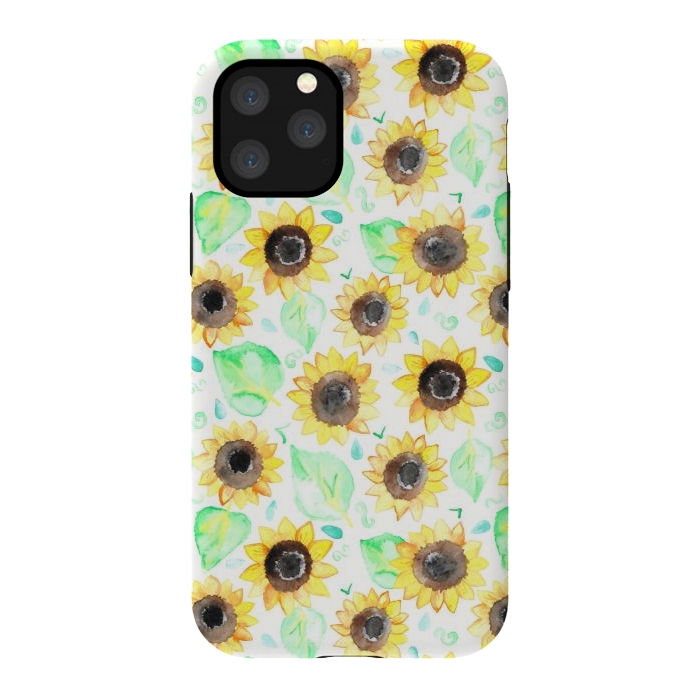 iPhone 11 Pro StrongFit Cheerful Watercolor Sunflowers by Tangerine-Tane