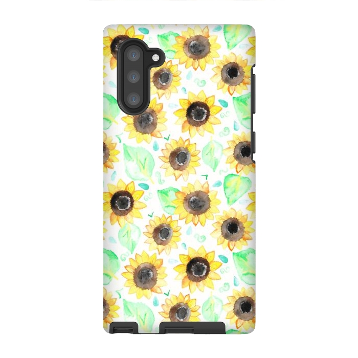 Galaxy Note 10 StrongFit Cheerful Watercolor Sunflowers by Tangerine-Tane