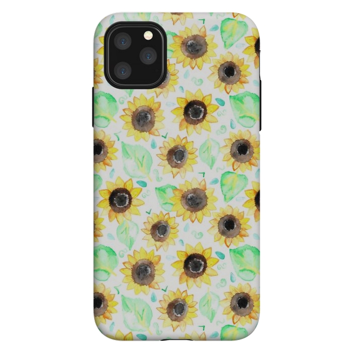 iPhone 11 Pro Max StrongFit Cheerful Watercolor Sunflowers by Tangerine-Tane