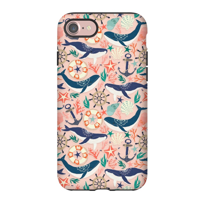 iPhone 7 StrongFit Whale Song on Coral Blush by Tangerine-Tane