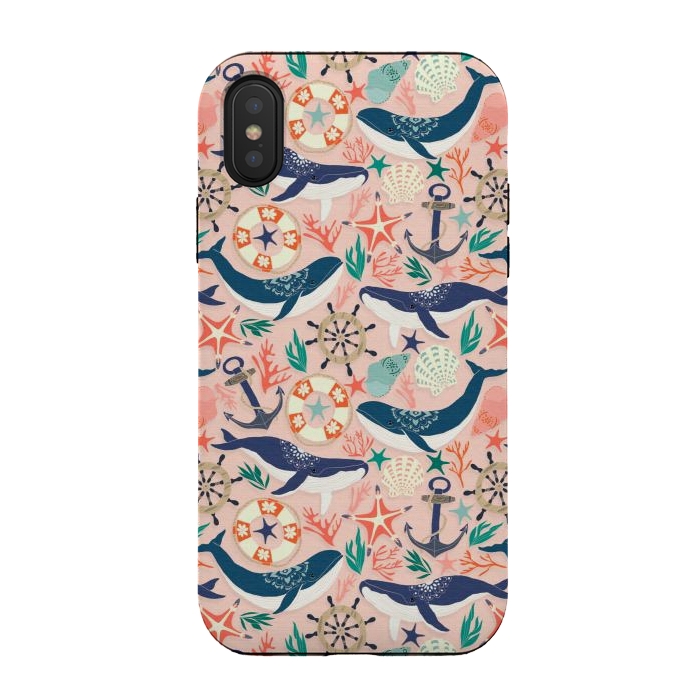 iPhone Xs / X StrongFit Whale Song on Coral Blush by Tangerine-Tane