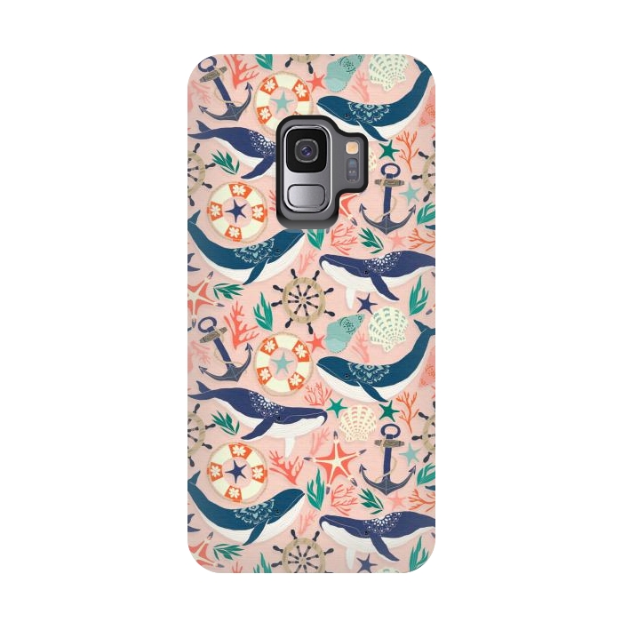 Galaxy S9 StrongFit Whale Song on Coral Blush by Tangerine-Tane