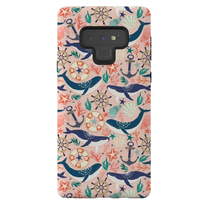 Galaxy Note 9 StrongFit Whale Song on Coral Blush by Tangerine-Tane